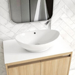Royal Bathrooms Orion 800mm Natural Oak Wall Hung Plain White Countertop Vanity Unit 2 Drawer With Amaze Basin & Chrome Accent Trim - thumbnail 5