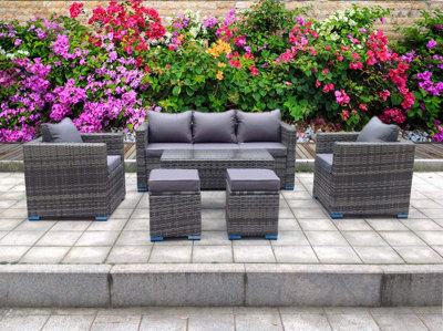UK Leisure World Rattan Grey Coffee Table Stroage Wicker Conservatory Outdoor Garden Furniture Set Corner Sofa Table Grey - image 1