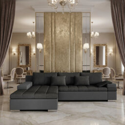 Bangkok Corner Sofa Bed Has Storage And Sleep Function Metal Legs Wooden Frame Foam Filling Dark Grey Left