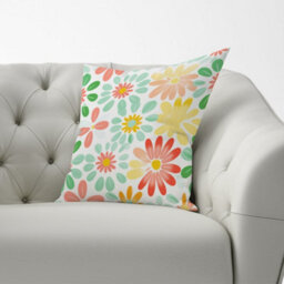 Warren Reed Designer Green And Yellow Flowers Cushions 33Cm X 48Cm - thumbnail 2