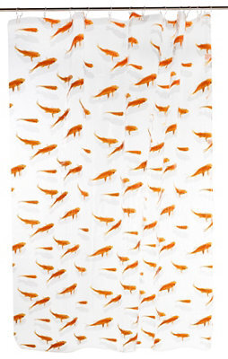 GoodHome Nosara Transparent & Orange Goldfish Shower Curtain (H)200Cm (W)180Cm