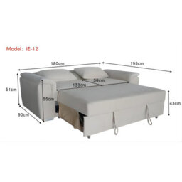 Interior Emporium Tokyo 2 Seater Pull Out Sofa Bed - Modern Plush Velvet Fabric With Storage And Foam Cushions (Beige) - thumbnail 6
