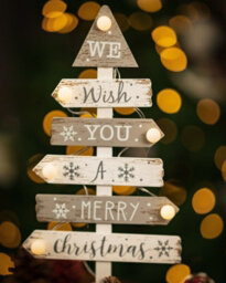 Wooden Led Christmas Tree Decoration - Silver & White - thumbnail 3