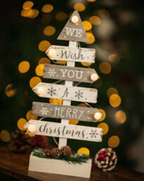 Wooden Led Christmas Tree Decoration - Silver & White - thumbnail 8