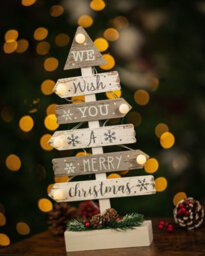 Wooden Led Christmas Tree Decoration - Silver & White - thumbnail 5