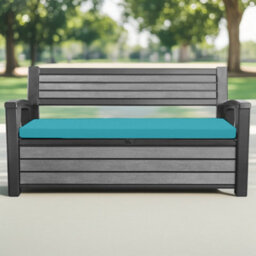 Crescent Garden Iceni & Eden Bench Seat Pad Water Resistant Garden Keter Bench Cushion Pad 128X50X5Cm Aqua Removable Cover - thumbnail 2