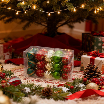 Living And Home 30-Piece Set Of 6Cm Painted Christmas Balls Gift Box Christmas Tree Decorations - image 1