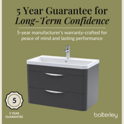 Balterley Aldershawe Contemporary Wall Hung 2 Drawer Bathroom Vanity Unit & Ceramic Basin, Dark Grey, 810mm - thumbnail 4