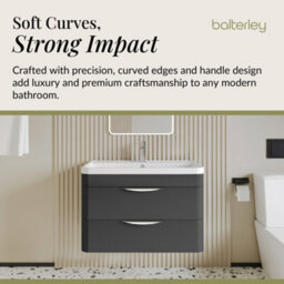 Balterley Aldershawe Contemporary Wall Hung 2 Drawer Bathroom Vanity Unit & Ceramic Basin, Dark Grey, 810mm - thumbnail 6