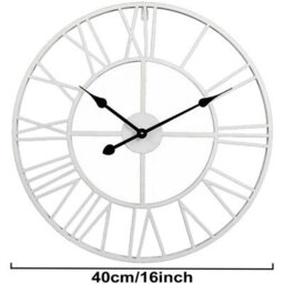 Living And Home White Metal Wall Clocks Round Silent Roman Numeral Clocks For Living Room Bedroom 400mm - thumbnail 4