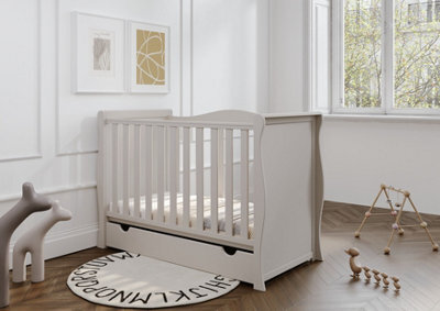 VICULII Willow Cashmere Sleigh Mini Cot Bed With Drawer - image 1