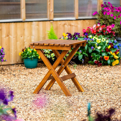 Garden Gear Acacia Folding Side Table Wooden Outdoor Garden Patio Balcony Compact Foldable Side Table Weather Resistant Hardwood - image 1