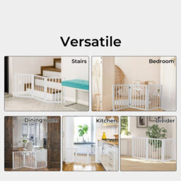 Skylos Pet Gate Wooden Dog Fence Baby Safety Barrier Indoor Stairway Doorway - thumbnail 9