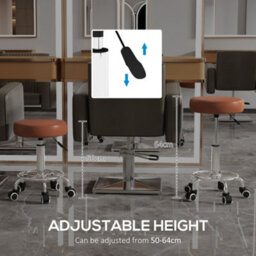 Vinsetto Round Pu Leather Salon Beautician Stool Adjustable Height, Brown - thumbnail 4