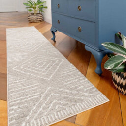 Loomed Beige Moroccan Berber Diamond Geometric Runner Rug 60X240Cm - thumbnail 2