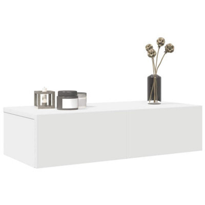 Berkfield Wall Shelf With Drawers White 60X26.5X15 Cm Engineered Wood - image 1
