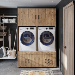 Roomart A Plus, Twin Washer And Dryer Cabinet Set, Oak Effect - thumbnail 2