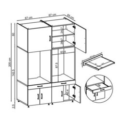 Roomart A Plus, Twin Washer And Dryer Cabinet Set, Oak Effect - thumbnail 6