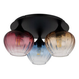 Luminosa Lighting Luminosa Sander Shade Cluster Ceiling Light Matt Black Amber Blending Glass Shade 3X E27 - thumbnail 2