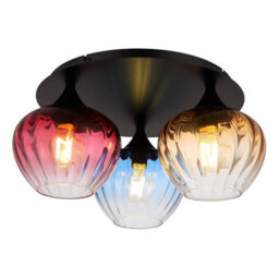 Luminosa Lighting Luminosa Sander Shade Cluster Ceiling Light Matt Black Amber Blending Glass Shade 3X E27