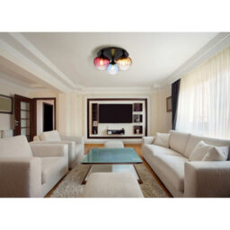 Luminosa Lighting Luminosa Sander Shade Cluster Ceiling Light Matt Black Amber Blending Glass Shade 3X E27 - thumbnail 3