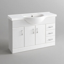 Ibathuk 1200mm White Gloss Basin Vanity Unit Sink Cabinet Bathroom Drawer Storage Furniture - thumbnail 5