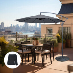 Sundaze Grey 3M Garden Banana Parasol Cantilever Umbrella Hanging Patio, Base & Weather Protective Cover