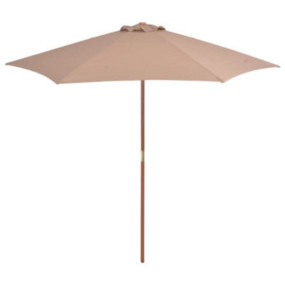 Walplus Garden Parasol With Wooden Pole 270 Cm Taupe - image 1