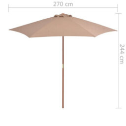 Walplus Garden Parasol With Wooden Pole 270 Cm Taupe - thumbnail 6