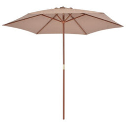Walplus Garden Parasol With Wooden Pole 270 Cm Taupe - thumbnail 2