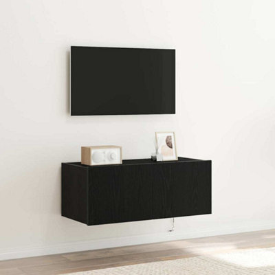 Walplus Tv Wall Cabinet Black Oak 80 X 35 X 31 Cm Engineered Wood - image 1