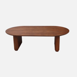 Sweeek - Oval Coffee Table In Rubberwood And Oak Veneer    Walnut Stain  L 122 X W 65 X H 35 Cm    Gabrielle - thumbnail 2