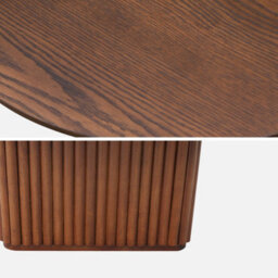 Sweeek - Oval Coffee Table In Rubberwood And Oak Veneer    Walnut Stain  L 122 X W 65 X H 35 Cm    Gabrielle - thumbnail 3