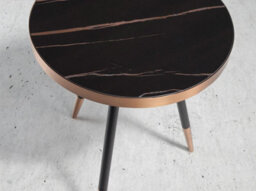 Angel Cerda Stylish Round Corner Table In Porcelain Marble And Black Steel - thumbnail 4