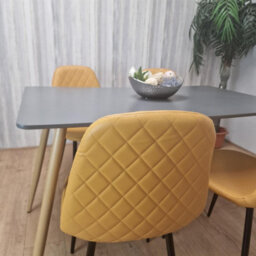 Kosy Koala Modern Rectangle Dark Grey Dining Table Set With 4 Mustard Chairs Dining Room Furniture - thumbnail 7