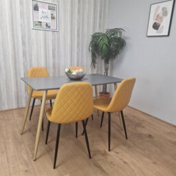 Kosy Koala Modern Rectangle Dark Grey Dining Table Set With 4 Mustard Chairs Dining Room Furniture - thumbnail 9