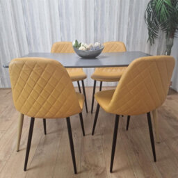 Kosy Koala Modern Rectangle Dark Grey Dining Table Set With 4 Mustard Chairs Dining Room Furniture - thumbnail 6