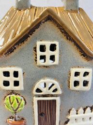 My Square Mile Tealight Candle Holder Housewarming Gift Cottage Ceramic Village Pottery House Ornament (Grey Thatched Roof (17Cm X 14Cm)) - thumbnail 2