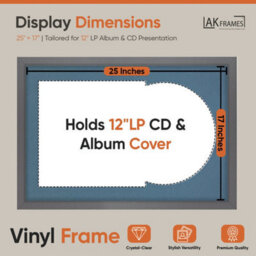 "AK Frames 25X17"" Dark Grey Sleek Vinyl Record Frame With Pompadour Mount For 12 Inch Lp Cover & Disc - Overlapped Design" - thumbnail 2
