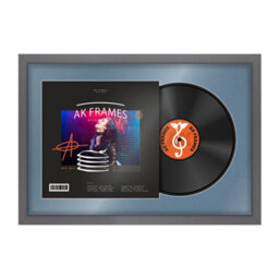"AK Frames 25X17"" Dark Grey Sleek Vinyl Record Frame With Pompadour Mount For 12 Inch Lp Cover & Disc - Overlapped Design" - thumbnail 1
