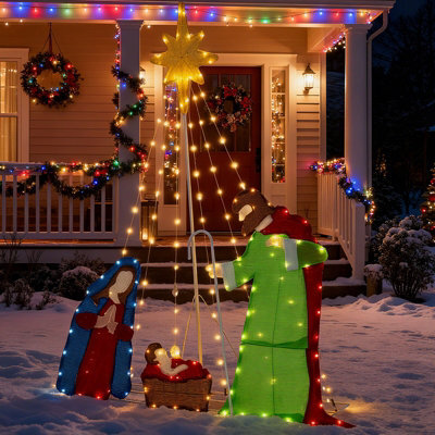 Costway Lighted Nativity Scene Pre-Lit Holy Family Christmas Decoration With Led Lights - image 1