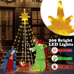 Costway Lighted Nativity Scene Pre-Lit Holy Family Christmas Decoration With Led Lights - thumbnail 7