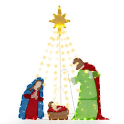 Costway Lighted Nativity Scene Pre-Lit Holy Family Christmas Decoration With Led Lights - thumbnail 2