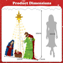 Costway Lighted Nativity Scene Pre-Lit Holy Family Christmas Decoration With Led Lights - thumbnail 3