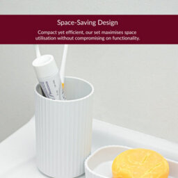 Innoteck Essentials 4Pc Bathroom Accessory Set(Matt White) - Soap Dish, Soap Dispenser, Tumbler(X2). - thumbnail 4