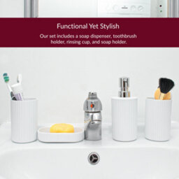 Innoteck Essentials 4Pc Bathroom Accessory Set(Matt White) - Soap Dish, Soap Dispenser, Tumbler(X2). - thumbnail 3