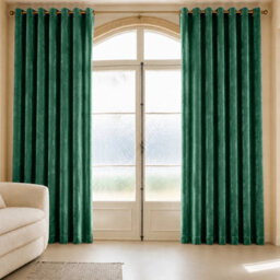Aspire Homeware Emerald Green Velvet Curtain Room Darkening Blackout Eyelet Curtain Pair (W) 228Cm X (D)228Cm With Tie Back Pair - thumbnail 7