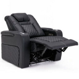 More4Homes Broadway Cinema Electric Recliner Chair Usb Charging Led Base (Black W White Stitching) - thumbnail 3