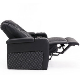 More4Homes Broadway Cinema Electric Recliner Chair Usb Charging Led Base (Black W White Stitching) - thumbnail 4