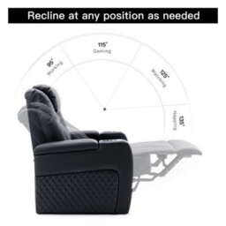 More4Homes Broadway Cinema Electric Recliner Chair Usb Charging Led Base (Black W White Stitching) - thumbnail 6